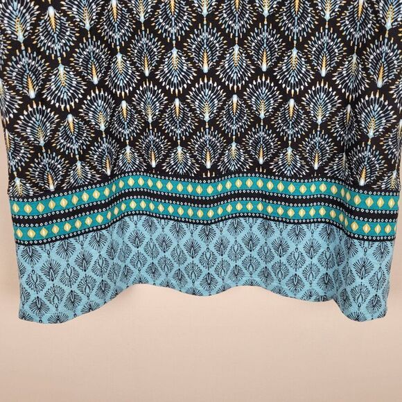 J. Jill Border Print Tunic Rayon Tencel Lyocell 3/4 Sleeve Black Blue Size S - Picture 5 of 13